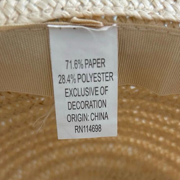 Women’s Beach Life Blue Embroidery Tassles Floppy Straw Sun Hat Outdoor Summer - Picture 4 of 6